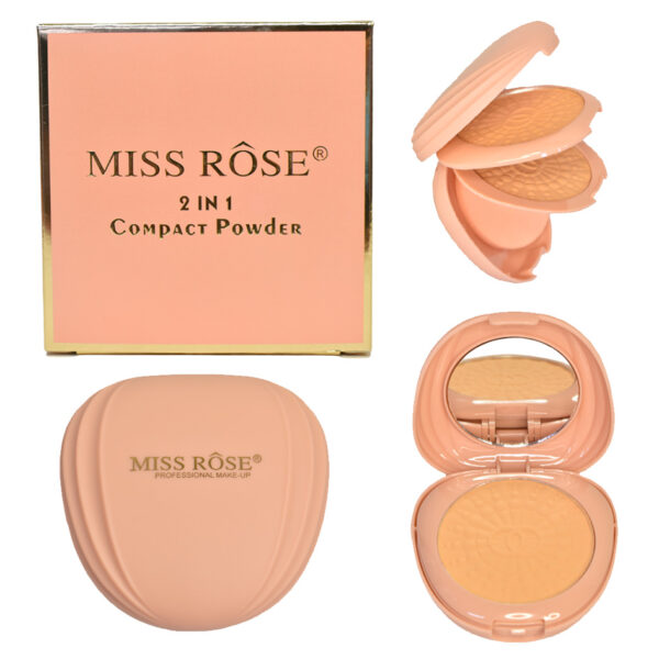 Polvos compactos 2 en 1 Miss Rose caja rosada