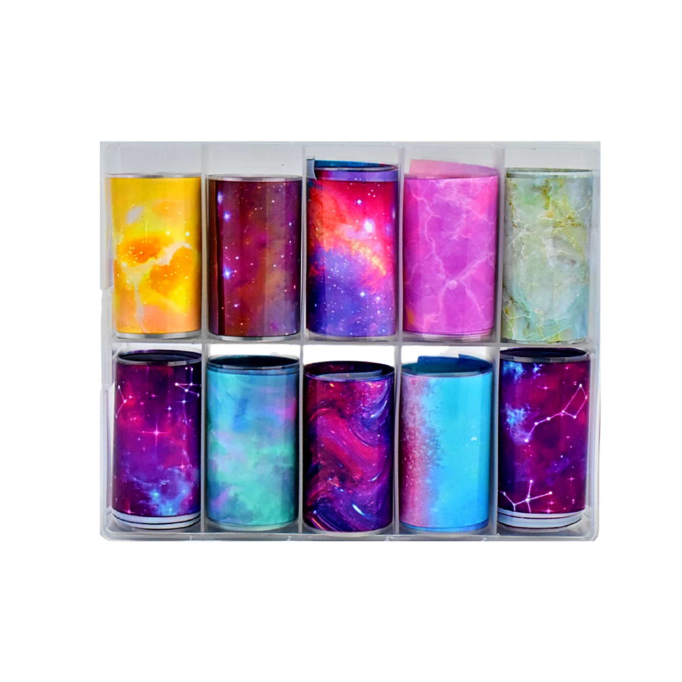 Caja de papel foil para uñas en diseños de constelaciones espaciales - Imagen 2