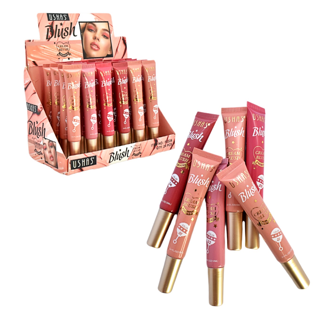 Rubor en crema Ushas presentación en tubo de 12ml