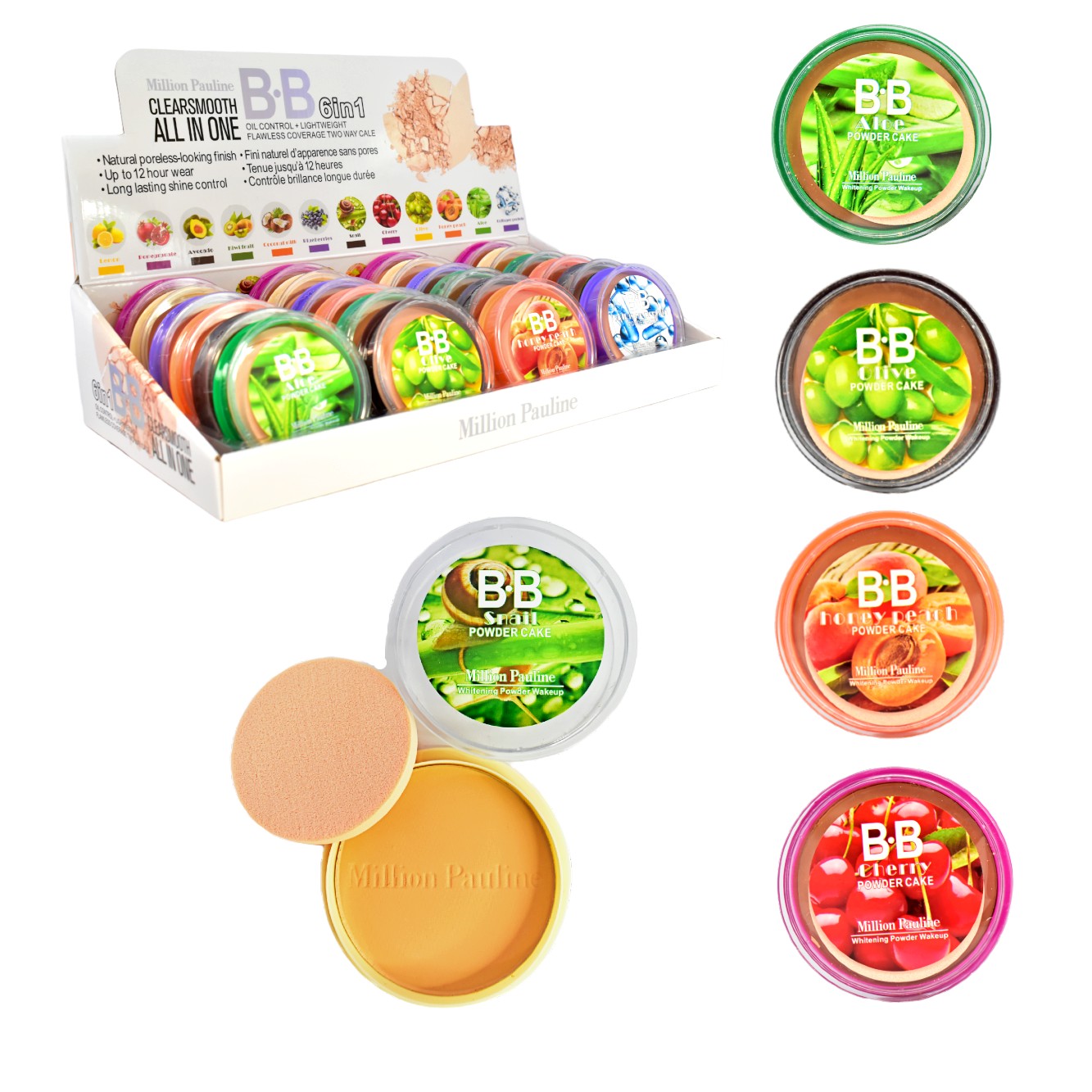 Polvos compactos para rostro B.B oil control Million Pauline surtido