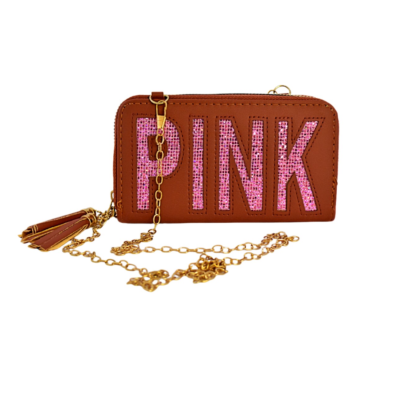 Billetera Pink in Sweet con emblema texturado de cuadros y brillantina - Imagen 2