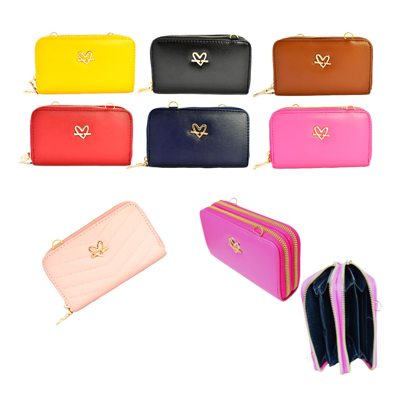 Billetera doble con broche de Pink in Sweet en diseño de corazón