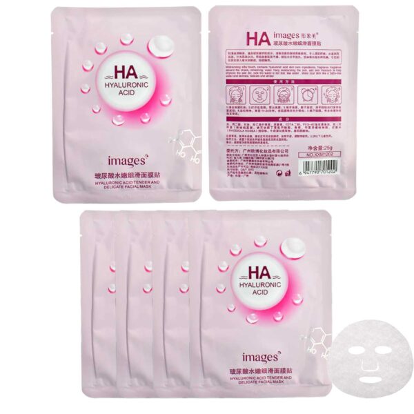 Mascarilla facial de acido hyaluronico sobre rosado 25G IMAGES