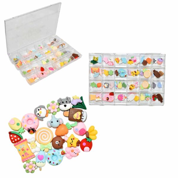 Decoraciones para uña estilo Kawaii 24 compartimentos