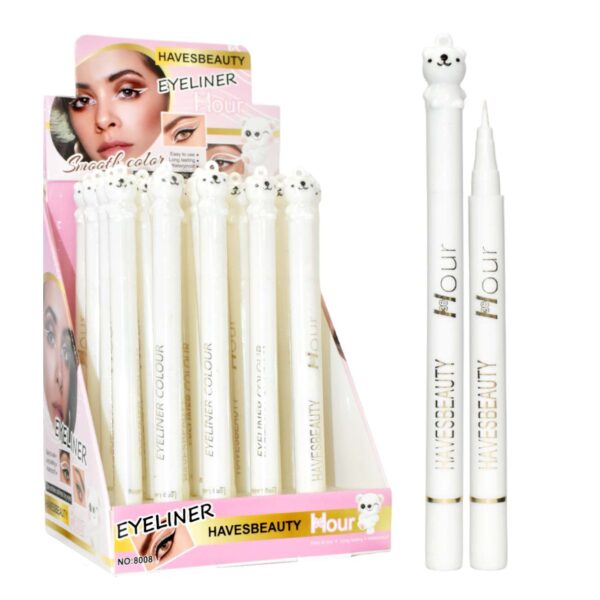 Delineador 36 horas color blanco con diseño de oso polar HavesBeauty