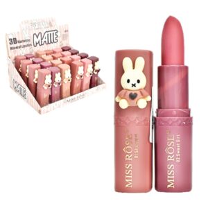 Labiales Miss Rose Matte Con Tapa Transparente Tonalidades Surtidas