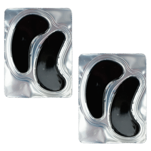 Parche negro de hidrogel para ojeras empaque plateado
